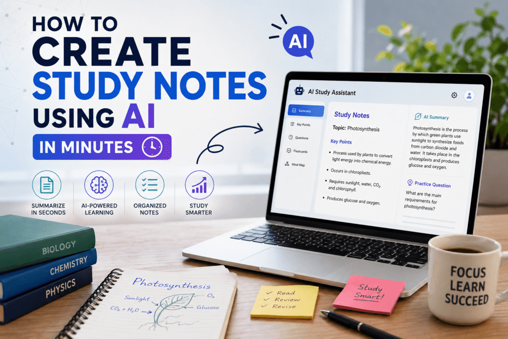 Create study notes using AI with an AI study assistant