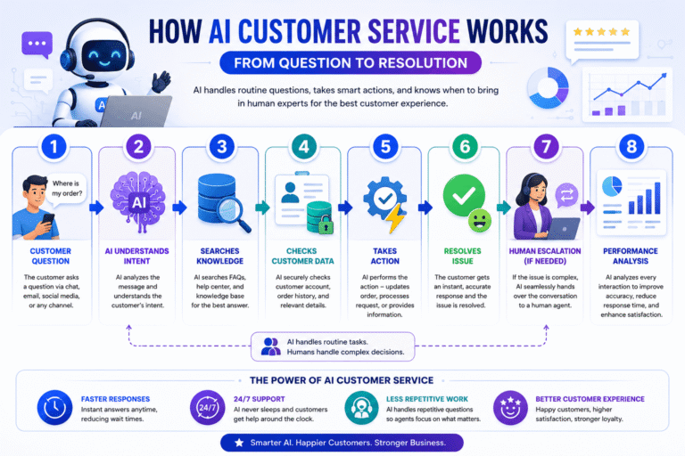 AI customer service workflow infographic